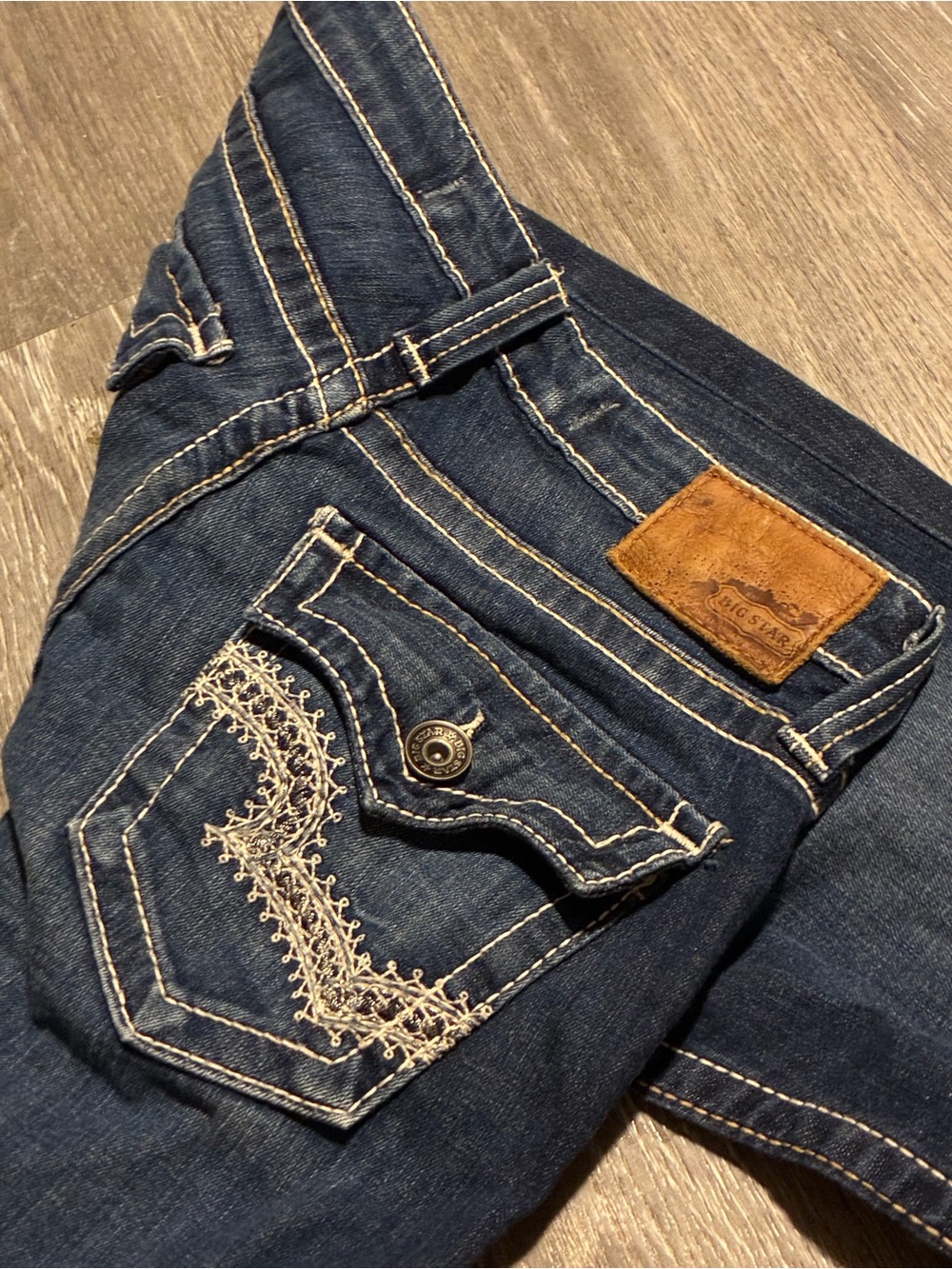 Big Star Women's Dark Blue Boot Cut Jeans with Contrast Stitching